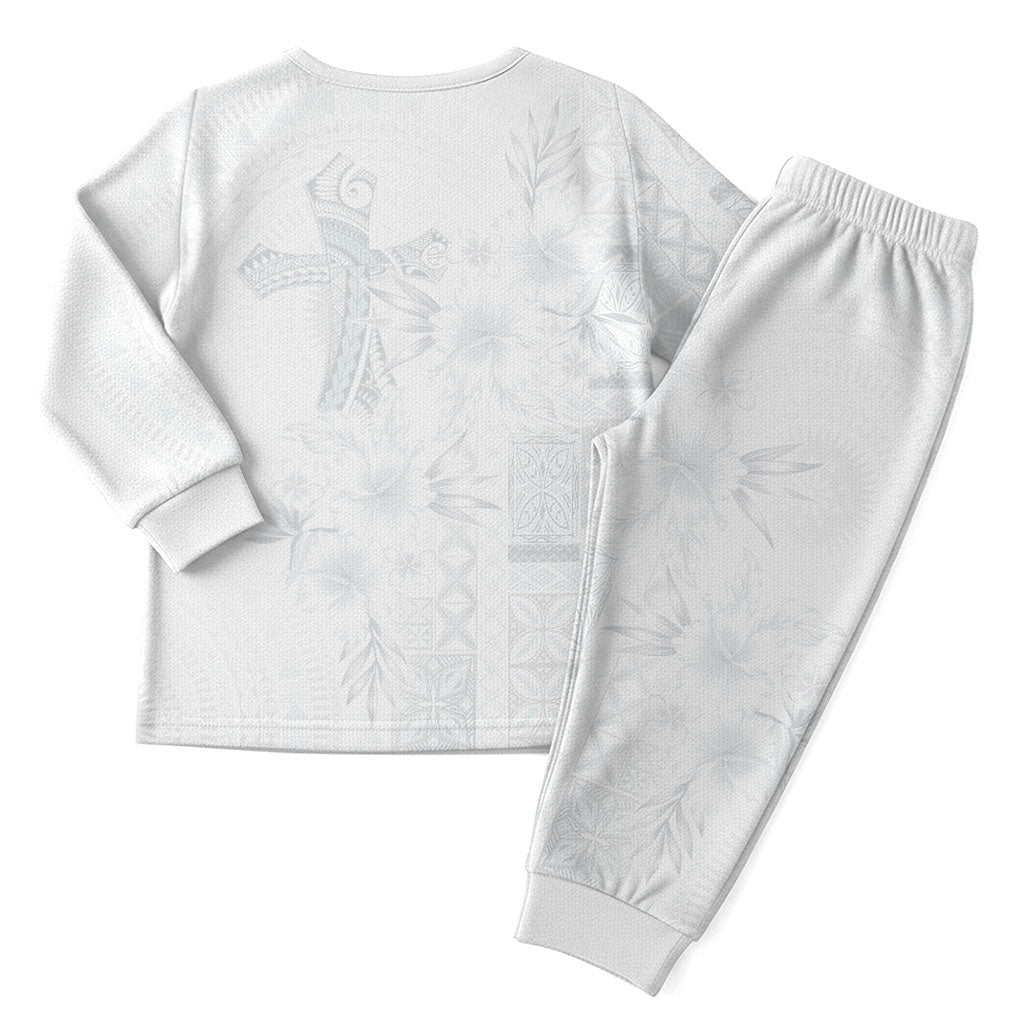 Samoa AIGA Mamanu Siapo Malu Motifs Christmas Pajama Set Lotu a Tamaiti White Ver