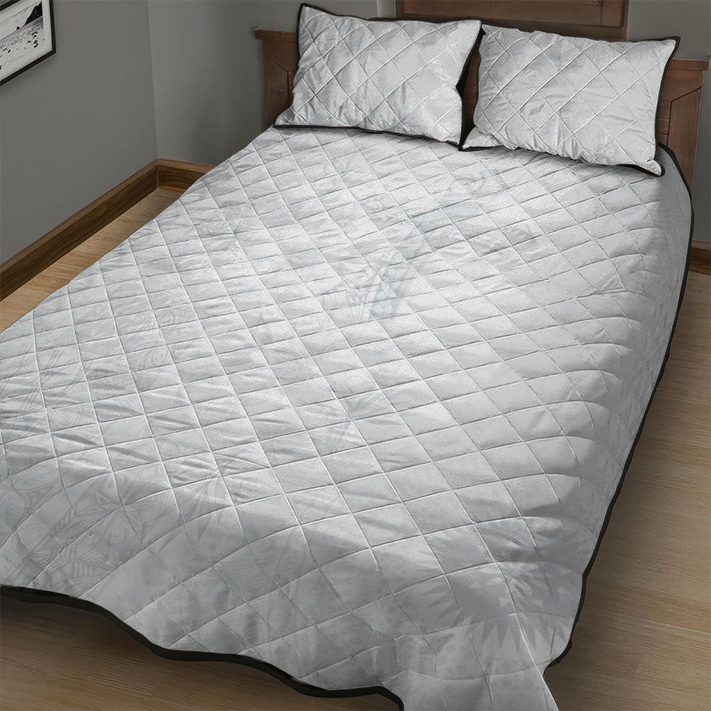 Samoa AIGA Mamanu Siapo Malu Motifs Quilt Bed Set Lotu a Tamaiti White Ver