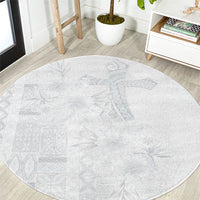 Samoa AIGA Mamanu Siapo Malu Motifs Round Carpet Lotu a Tamaiti White Ver