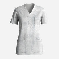 Samoa AIGA Mamanu Siapo Malu Motifs Scrub Top Lotu a Tamaiti White Ver LT7 Adult White - Polynesian Pride
