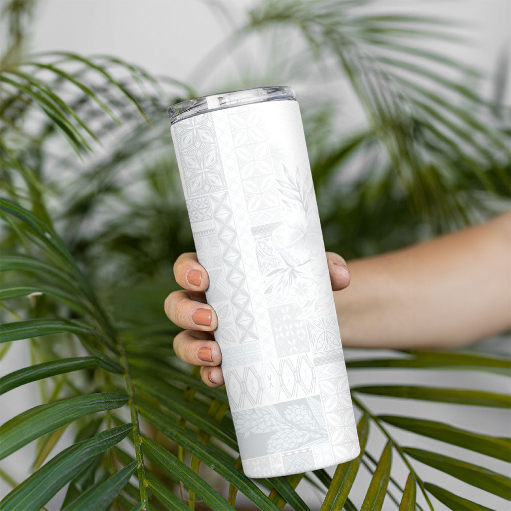 Samoa AIGA Mamanu Siapo Malu Motifs Skinny Tumbler Lotu a Tamaiti White Ver