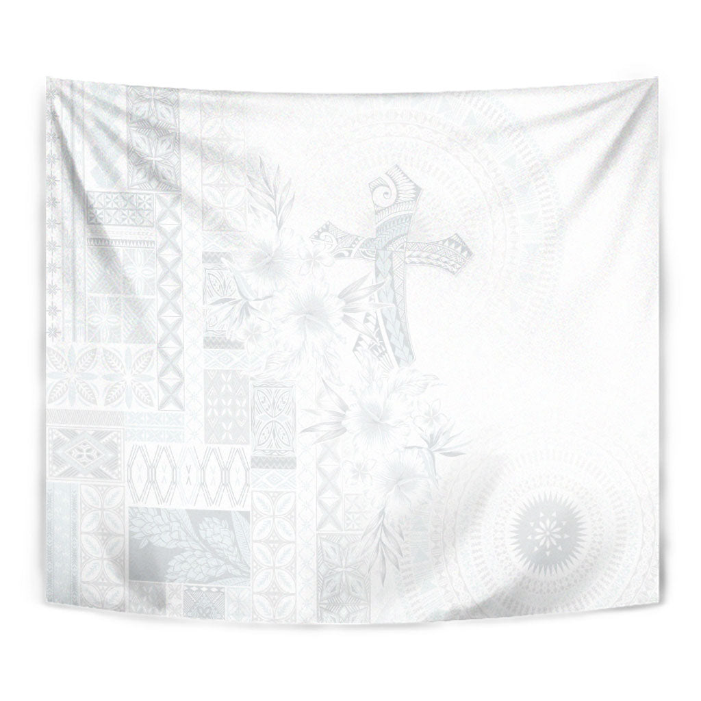 Samoa AIGA Mamanu Siapo Malu Motifs Tapestry Lotu a Tamaiti White Ver