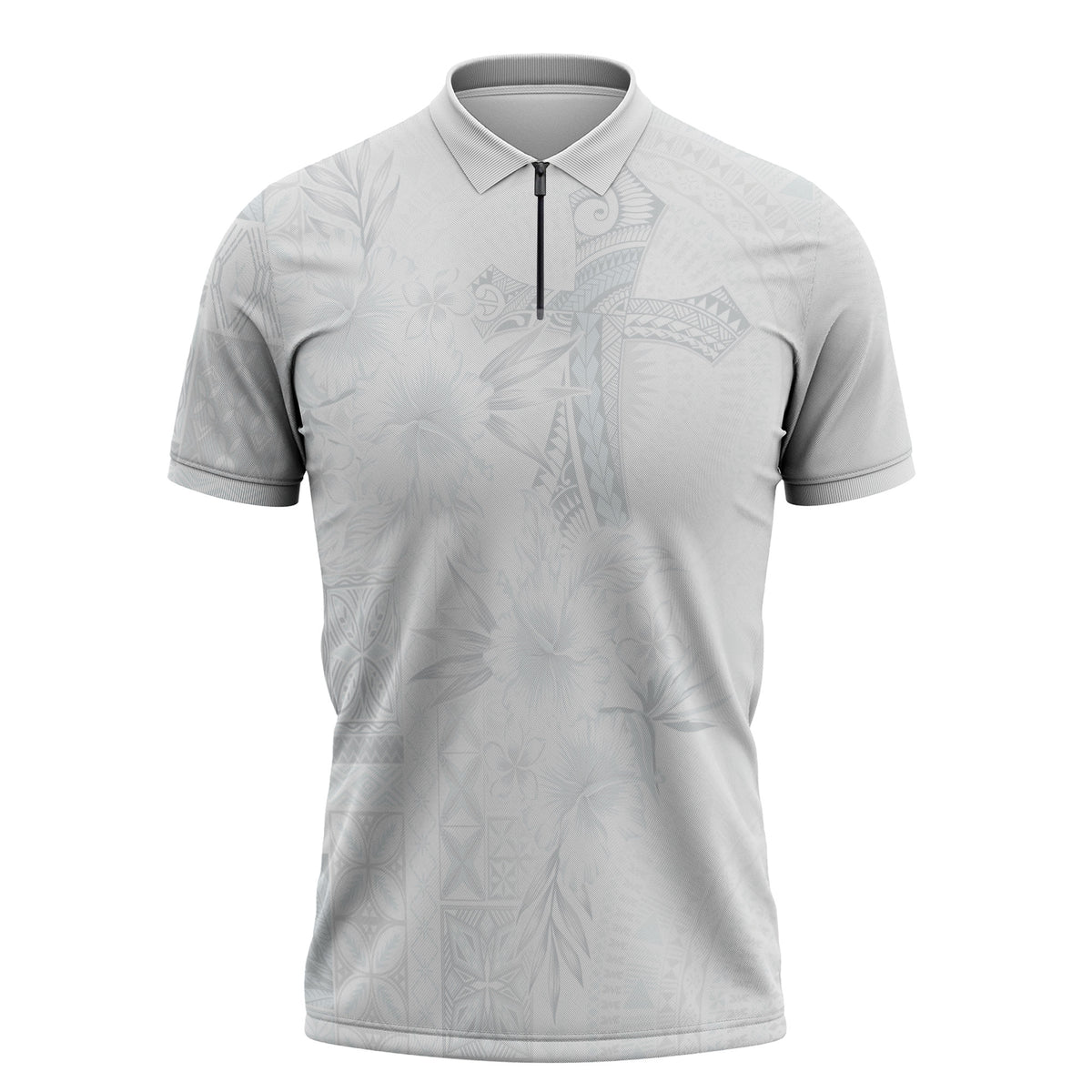 Samoa AIGA Mamanu Siapo Malu Motifs Zipper Polo Shirt Lotu a Tamaiti White Ver