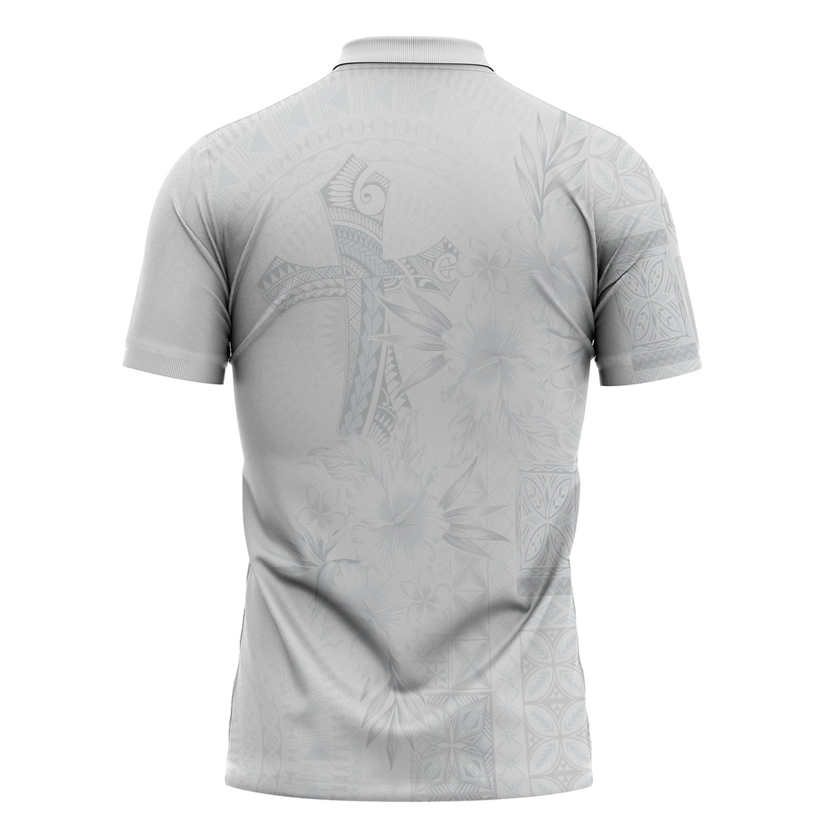 Samoa AIGA Mamanu Siapo Malu Motifs Zipper Polo Shirt Lotu a Tamaiti White Ver
