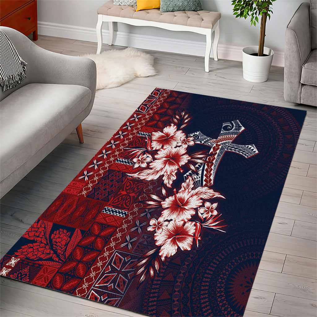 Samoa AIGA Mamanu Siapo Malu Motifs Area Rug Flag Color