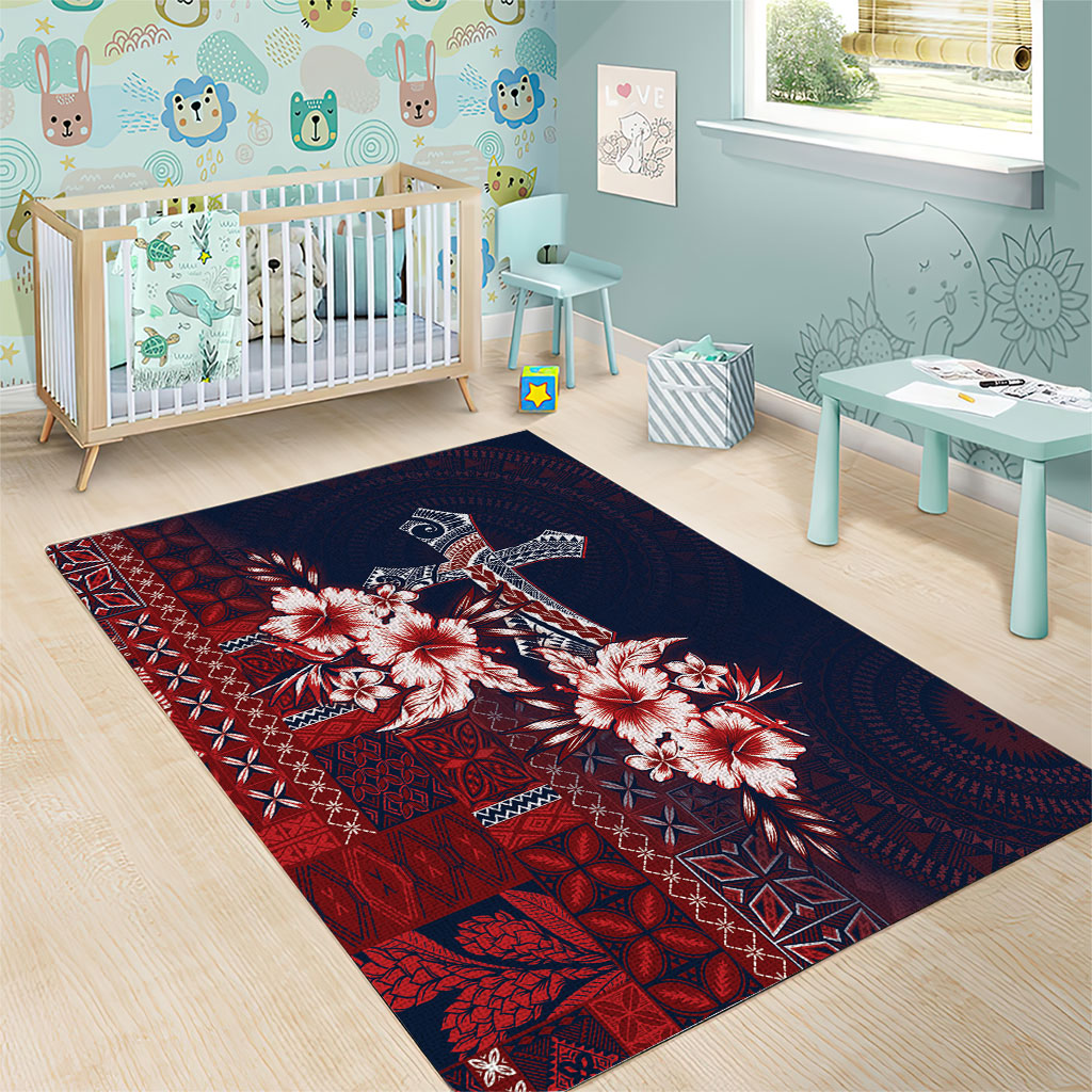 Samoa AIGA Mamanu Siapo Malu Motifs Area Rug Flag Color
