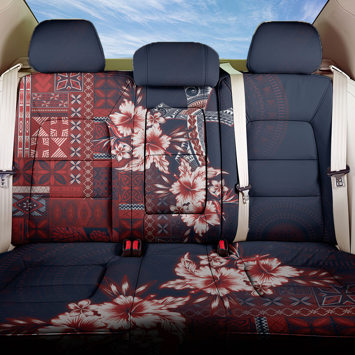 Samoa AIGA Mamanu Siapo Malu Motifs Back Car Seat Cover Flag Color LT7 One Size Navy Blue - Polynesian Pride