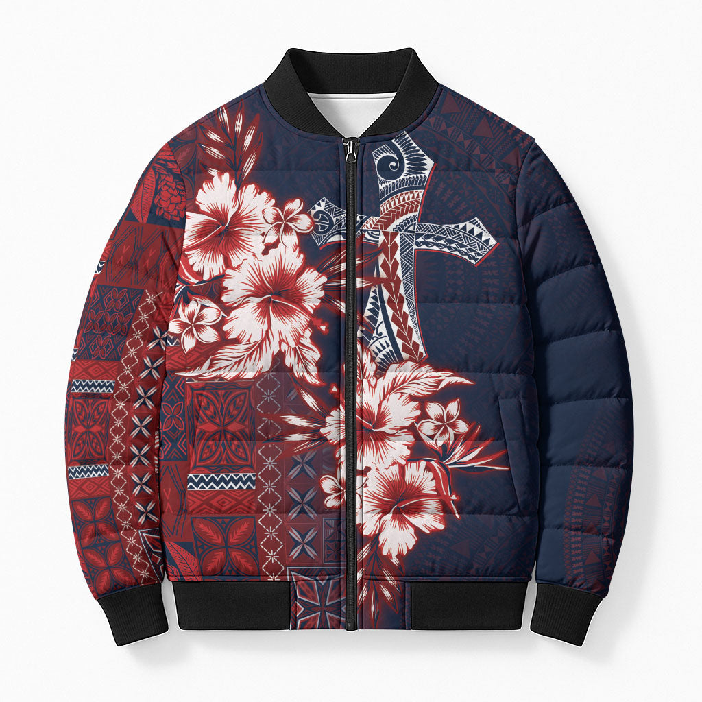 Samoa AIGA Mamanu Siapo Malu Motifs Bomber Puffer Jacket Flag Color LT7 Unisex Navy Blue - Polynesian Pride