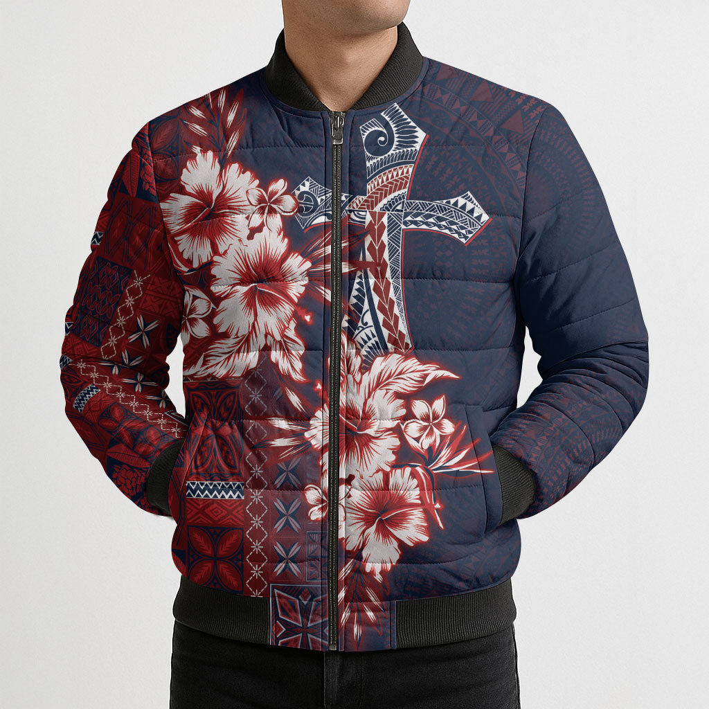 Samoa AIGA Mamanu Siapo Malu Motifs Bomber Puffer Jacket Flag Color LT7 - Polynesian Pride