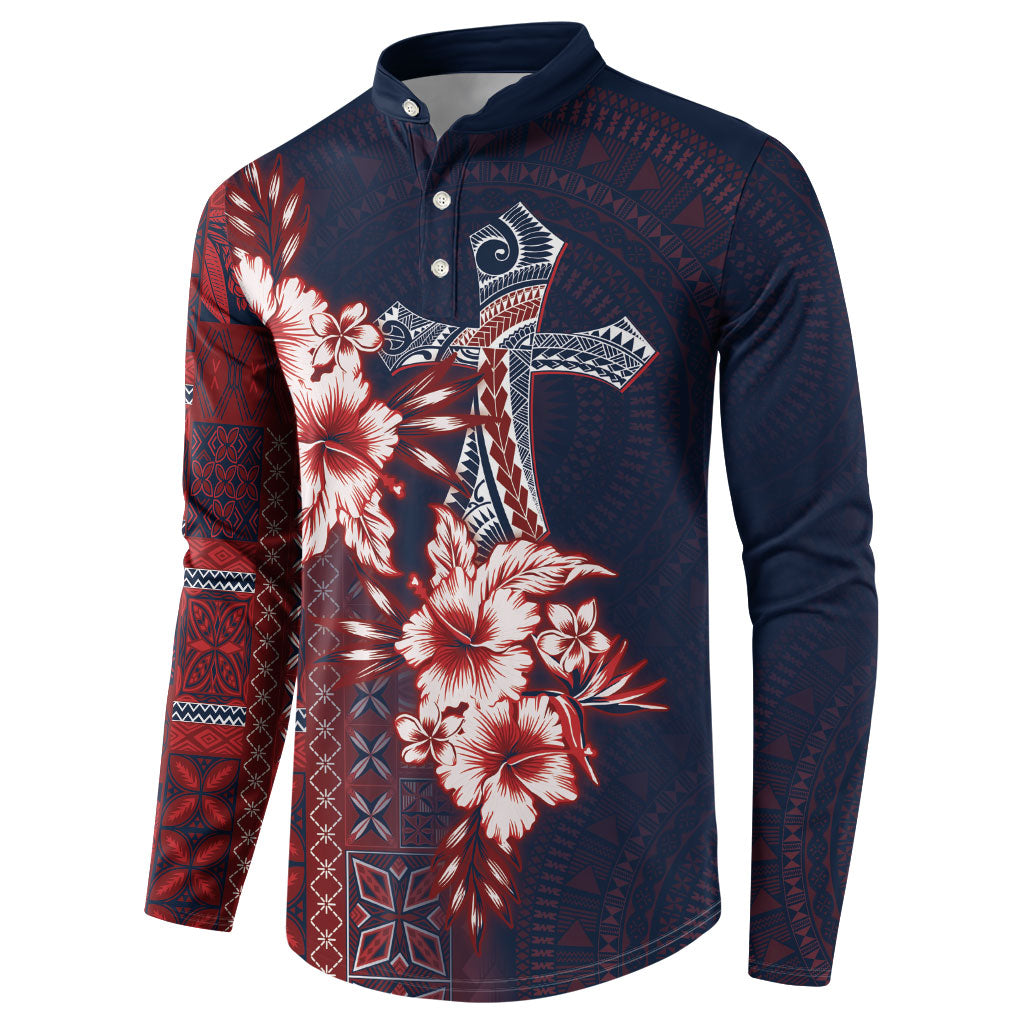 Samoa AIGA Mamanu Siapo Malu Motifs Button Sweatshirt Flag Color