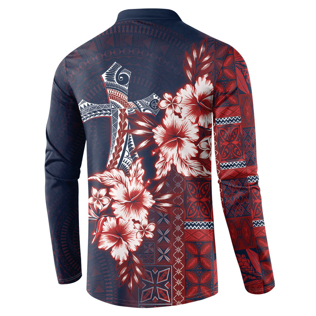 Samoa AIGA Mamanu Siapo Malu Motifs Button Sweatshirt Flag Color
