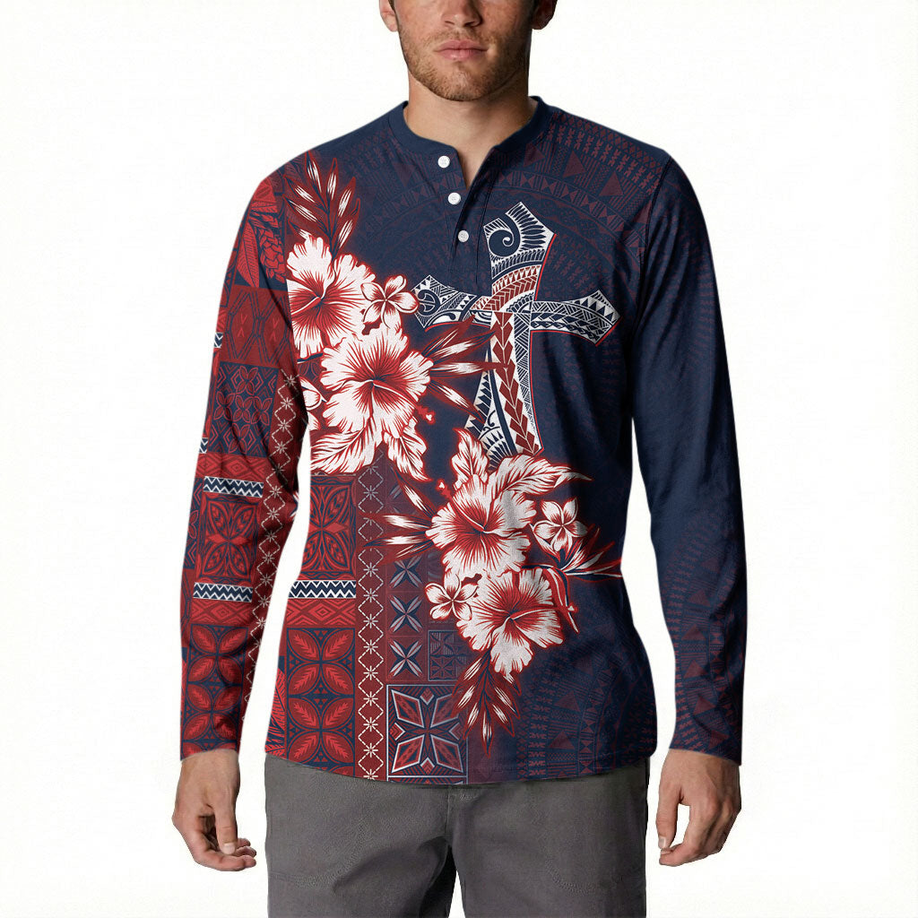 Samoa AIGA Mamanu Siapo Malu Motifs Button Sweatshirt Flag Color
