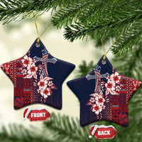 Samoa AIGA Mamanu Siapo Malu Motifs Ceramic Ornament Flag Color LT7 Star Navy Blue - Polynesian Pride