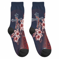 Samoa AIGA Mamanu Siapo Malu Motifs Crew Socks Flag Color LT7 - Polynesian Pride