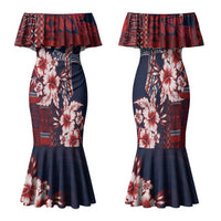 Samoa AIGA Mamanu Siapo Malu Motifs Family Matching Mermaid Dress and Hawaiian Shirt Flag Color