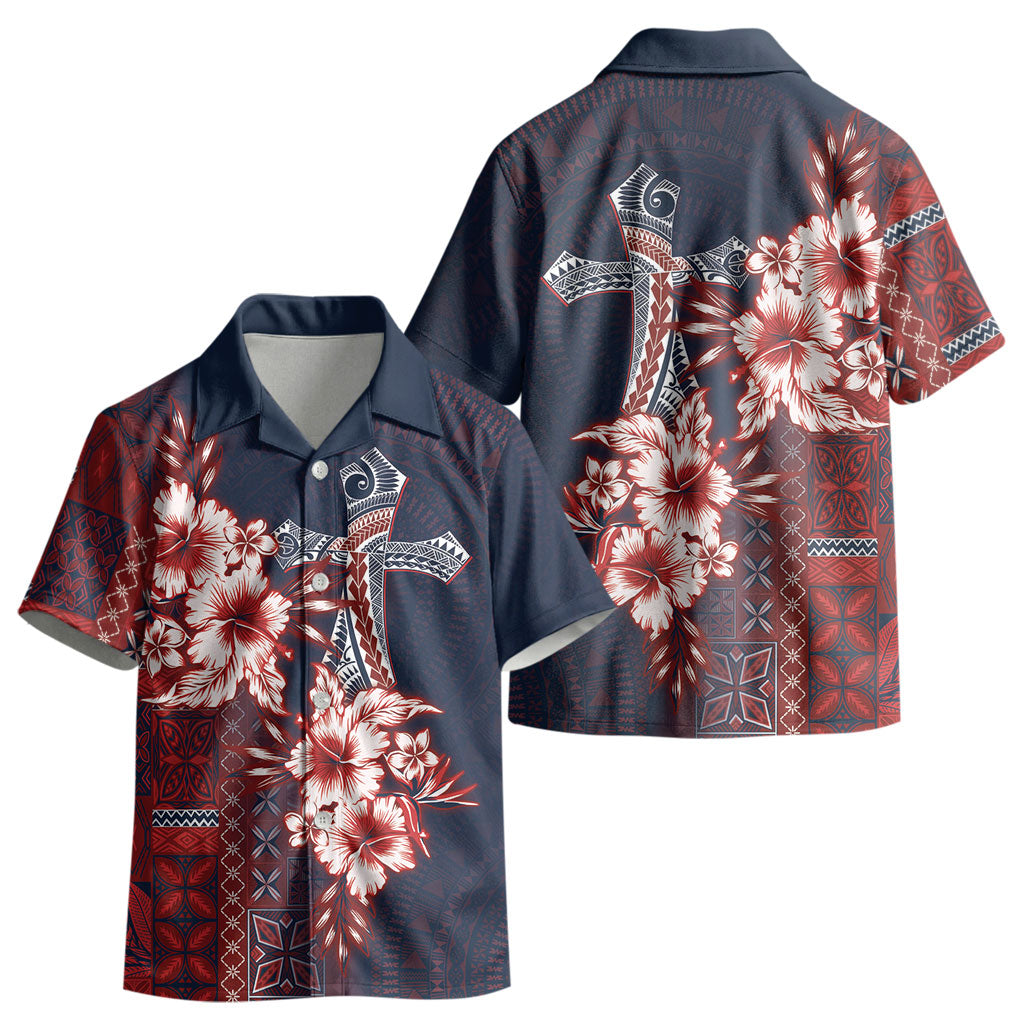 Samoa AIGA Mamanu Siapo Malu Motifs Kid Hawaiian Shirt Flag Color LT7 - Polynesian Pride