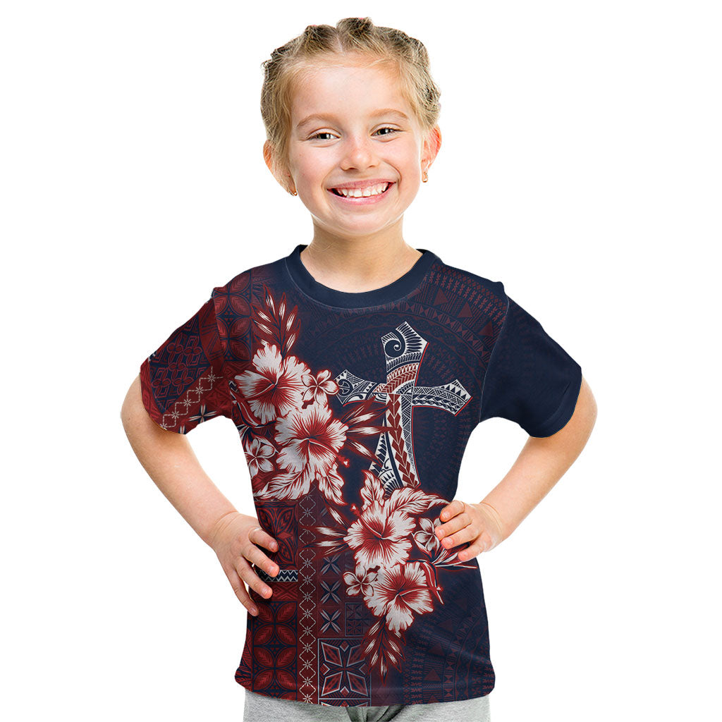 Samoa AIGA Mamanu Siapo Malu Motifs Kid T Shirt Flag Color LT7 Navy Blue - Polynesian Pride