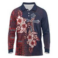 Samoa AIGA Mamanu Siapo Malu Motifs Long Sleeve Polo Shirt Flag Color