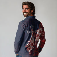 Samoa AIGA Mamanu Siapo Malu Motifs Long Sleeve Polo Shirt Flag Color