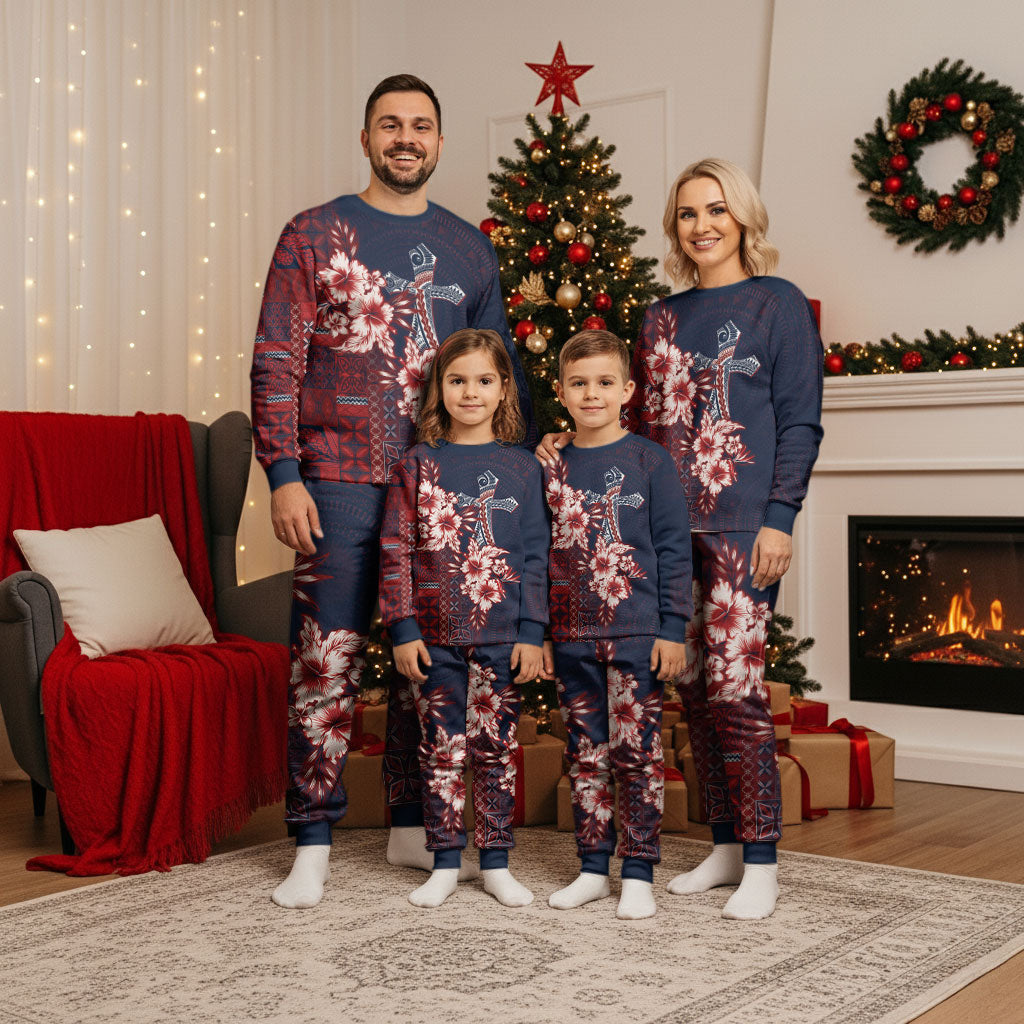 Samoa AIGA Mamanu Siapo Malu Motifs Christmas Pajama Set Flag Color