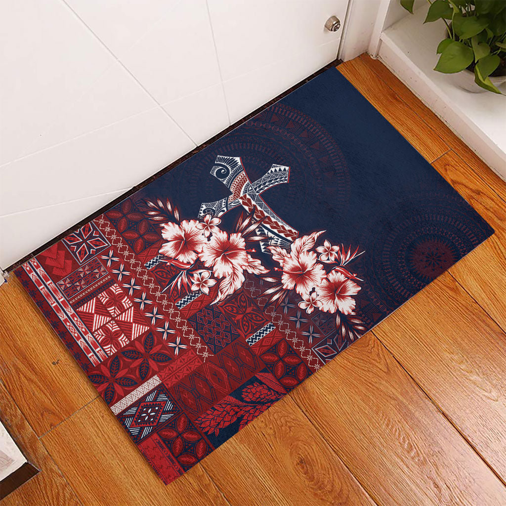 Samoa AIGA Mamanu Siapo Malu Motifs Rubber Doormat Flag Color LT7 - Polynesian Pride
