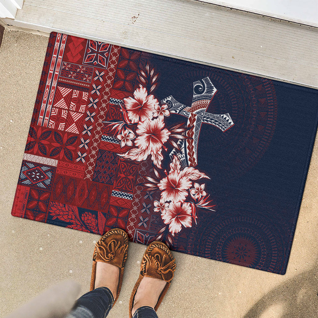 Samoa AIGA Mamanu Siapo Malu Motifs Rubber Doormat Flag Color LT7 - Polynesian Pride