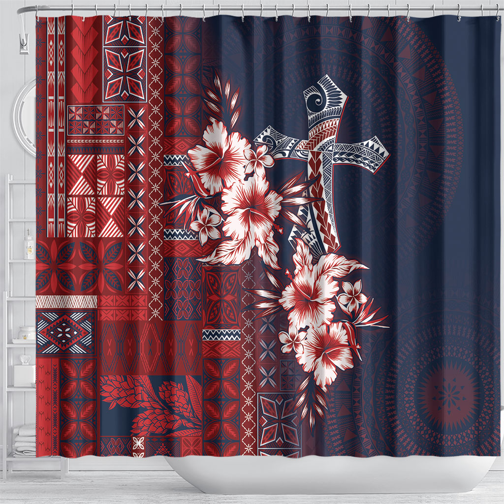 Samoa AIGA Mamanu Siapo Malu Motifs Shower Curtain Flag Color LT7 - Polynesian Pride