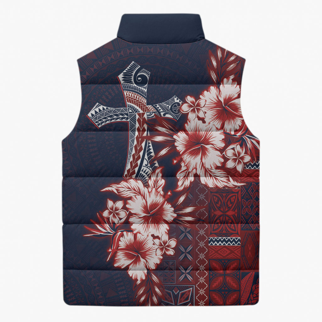 Samoa AIGA Mamanu Siapo Malu Motifs Sleeveless Puffer Jacket Flag Color LT7 - Polynesian Pride