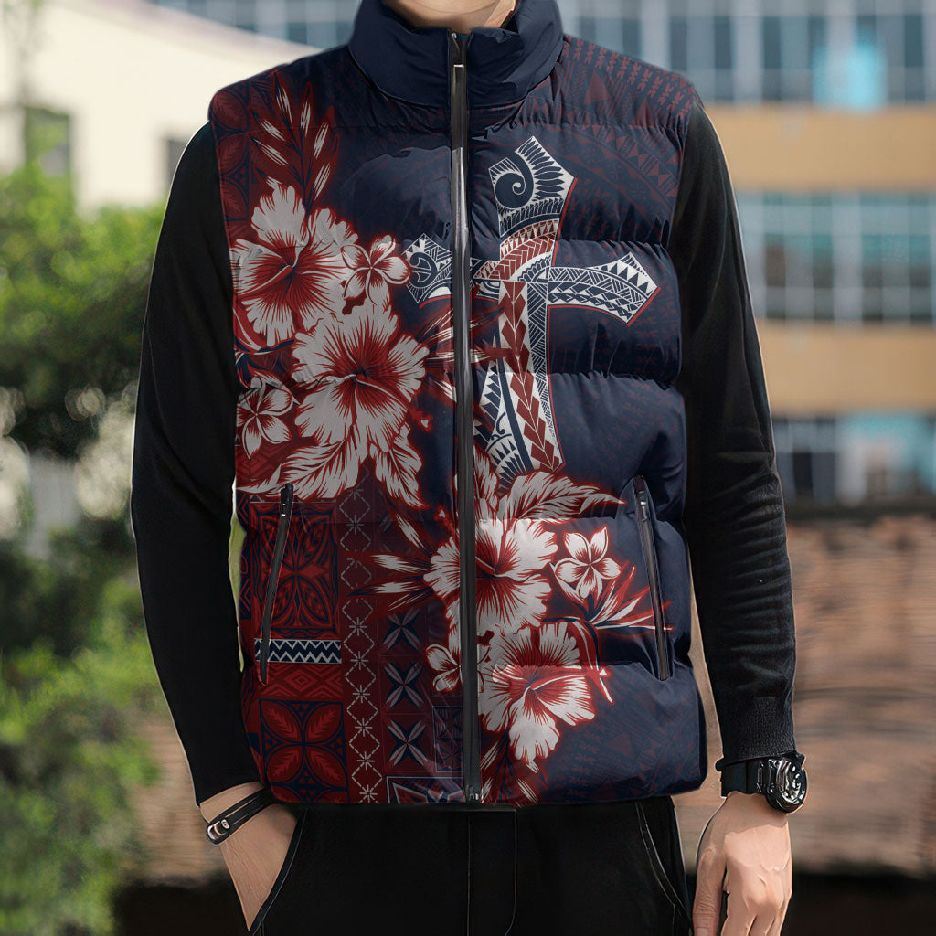 Samoa AIGA Mamanu Siapo Malu Motifs Sleeveless Puffer Jacket Flag Color LT7 - Polynesian Pride