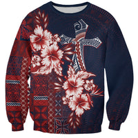 Samoa AIGA Mamanu Siapo Malu Motifs Sweatshirt Flag Color LT7 Unisex Navy Blue - Polynesian Pride