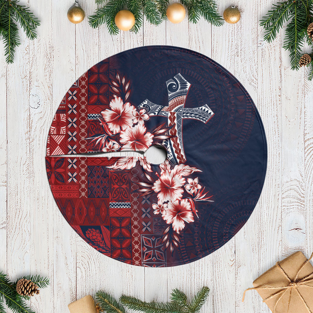 Samoa AIGA Mamanu Siapo Malu Motifs Tree Skirt Flag Color LT7 Casual Navy Blue - Polynesian Pride