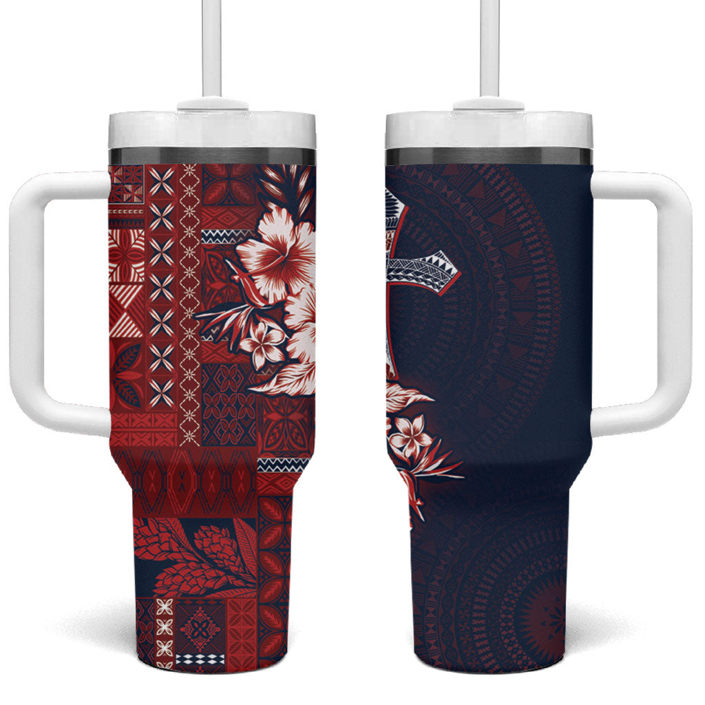 Samoa AIGA Mamanu Siapo Malu Motifs Tumbler With Handle Flag Color