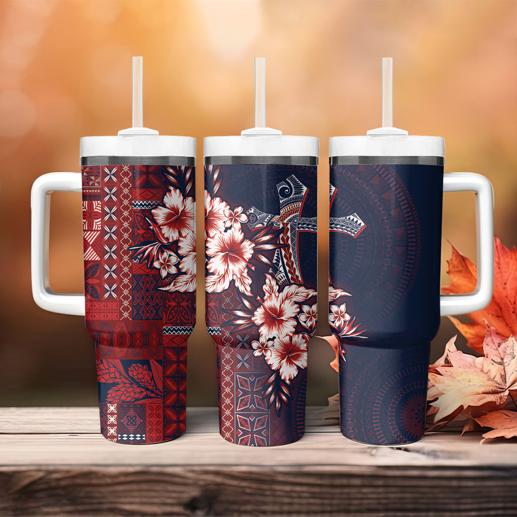 Samoa AIGA Mamanu Siapo Malu Motifs Tumbler With Handle Flag Color