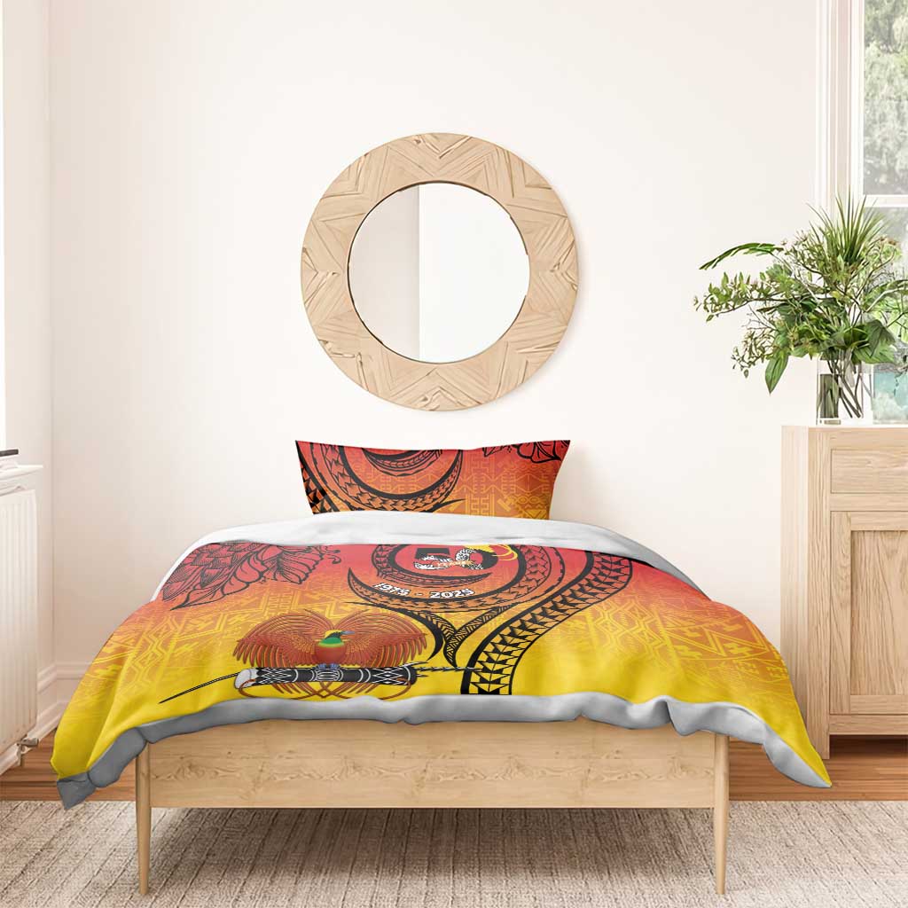 Papua New Guinea 50 Years Bedding Set Motuan Motifs
