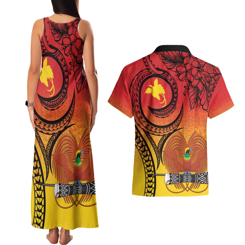 Papua New Guinea 50 Years Couples Matching Tank Maxi Dress and Hawaiian Shirt Motuan Motifs