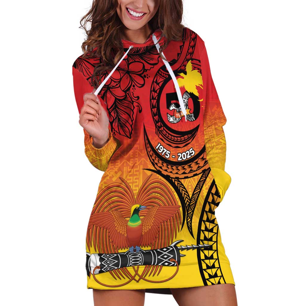 Papua New Guinea 50 Years Hoodie Dress Motuan Motifs
