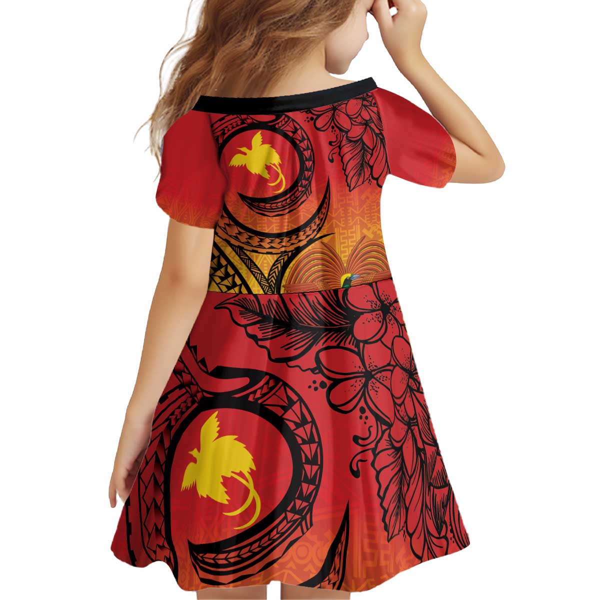 Papua New Guinea 50 Years Kid Short Sleeve Dress Motuan Motifs