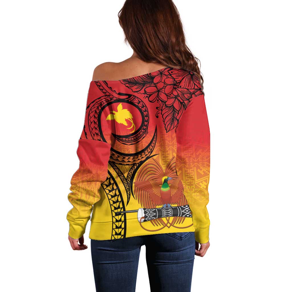 Papua New Guinea 50 Years Off Shoulder Sweater Motuan Motifs