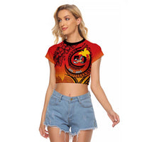 Papua New Guinea 50 Years Raglan Cropped T Shirt Motuan Motifs