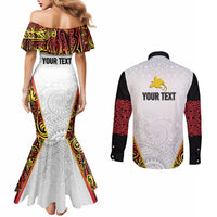 Personalized Papua New Guinea Couples Matching Mermaid Dress and Long Sleeve Button Shirt Hapi De bilong Indipendens PNG