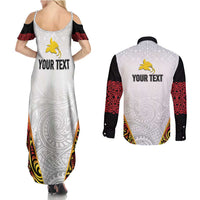 Personalized Papua New Guinea Couples Matching Summer Maxi Dress and Long Sleeve Button Shirt Hapi De bilong Indipendens PNG
