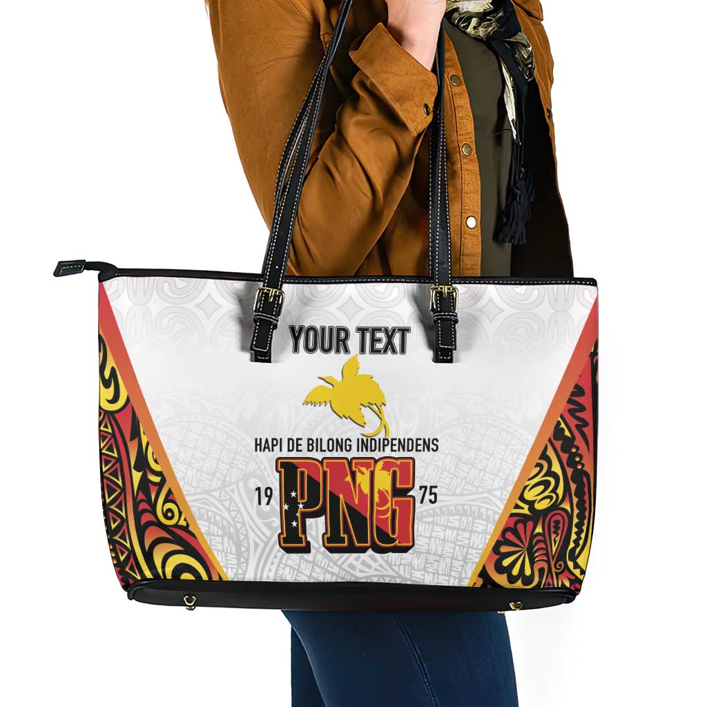 Personalized Papua New Guinea Leather Tote Bag Hapi De bilong Indipendens PNG