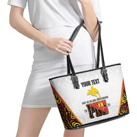 Personalized Papua New Guinea Leather Tote Bag Hapi De bilong Indipendens PNG