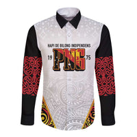 Personalized Papua New Guinea Long Sleeve Button Shirt Hapi De bilong Indipendens PNG