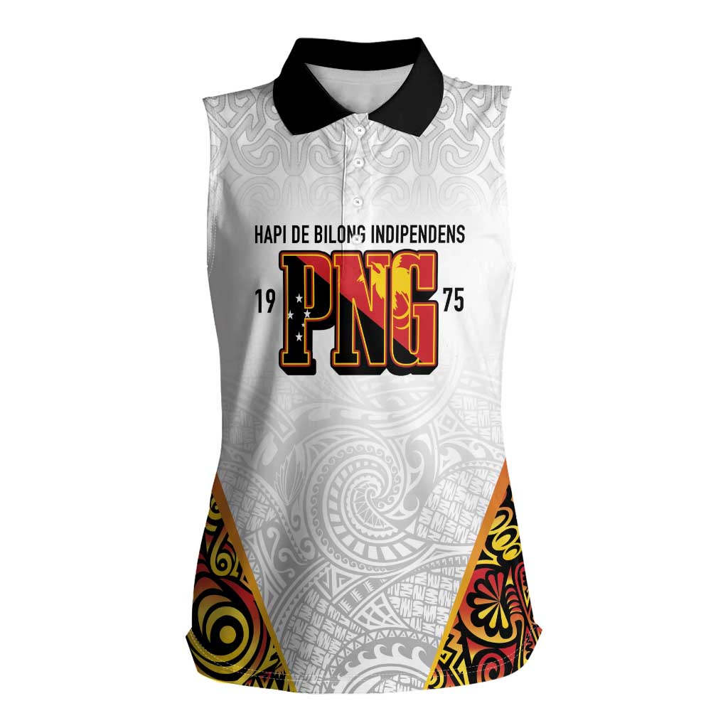 Personalized Papua New Guinea Women Sleeveless Polo Shirt Hapi De bilong Indipendens PNG