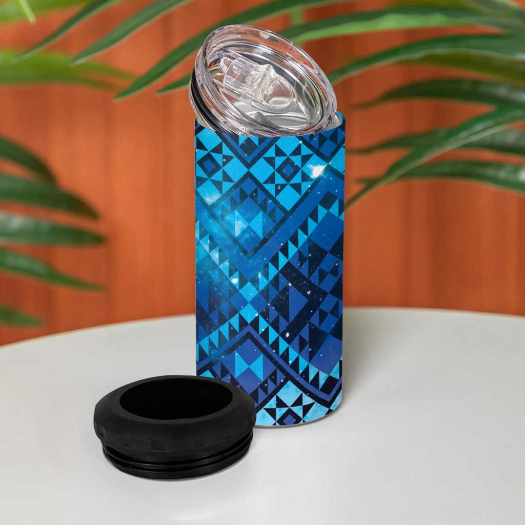 Aotearoa Taniko Matariki 4 in 1 Can Cooler Tumbler Cosmic Blue