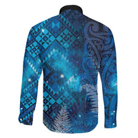 Aotearoa Taniko Matariki Family Matching Off The Shoulder Long Sleeve Dress and Hawaiian Shirt Cosmic Blue LT7 - Polynesian Pride