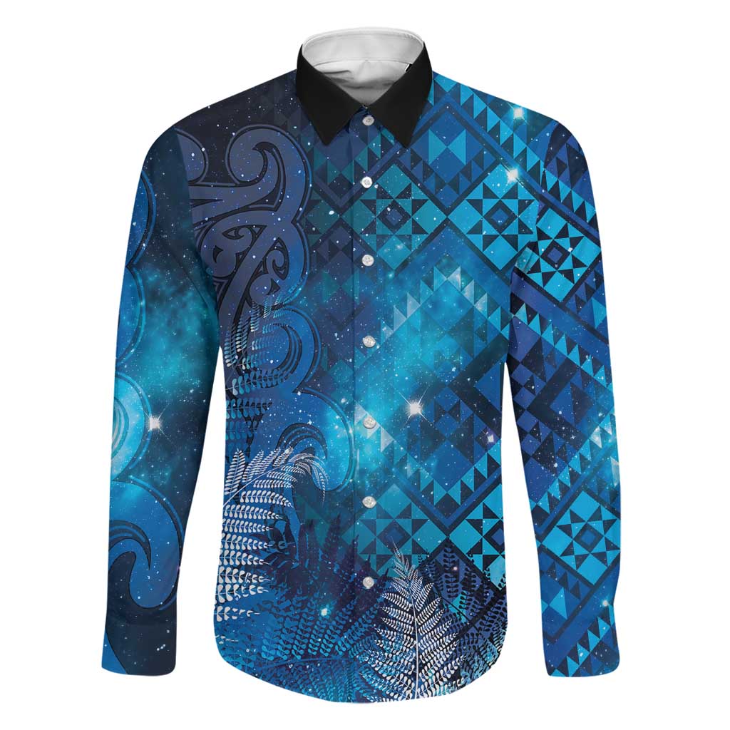 Aotearoa Taniko Matariki Family Matching Off Shoulder Maxi Dress and Hawaiian Shirt Cosmic Blue
