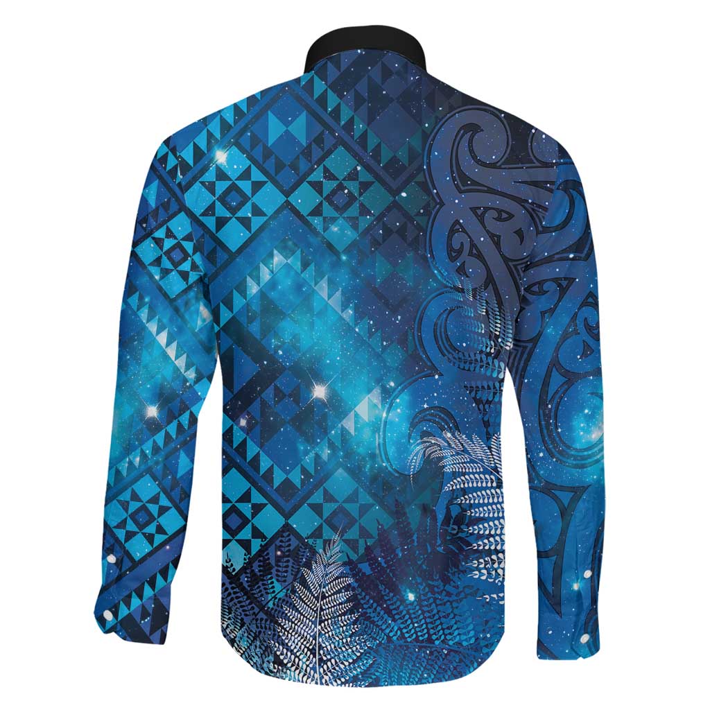 Aotearoa Taniko Matariki Family Matching Off Shoulder Maxi Dress and Hawaiian Shirt Cosmic Blue