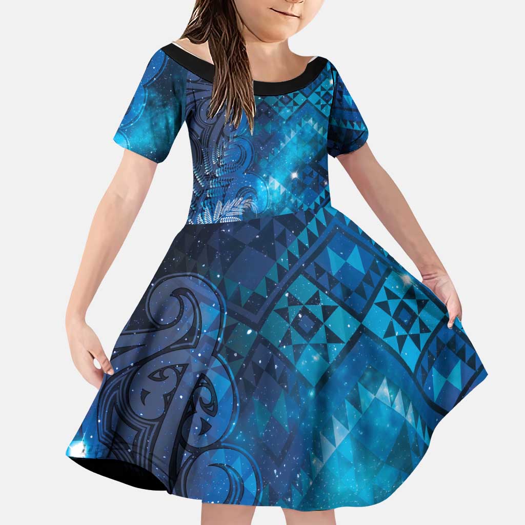 Aotearoa Taniko Matariki Family Matching Summer Maxi Dress and Hawaiian Shirt Cosmic Blue